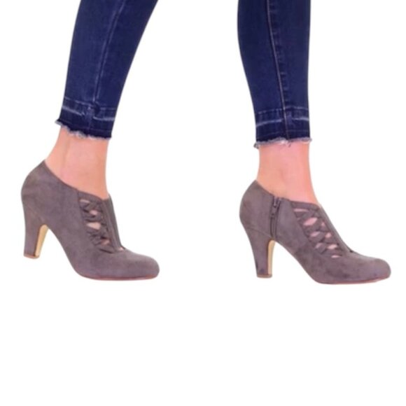 JOURNEE COLLECTION PIPER Women's Cagey Upper Ankle Boot Heel Booties Grey Size 9 - Picture 2 of 10